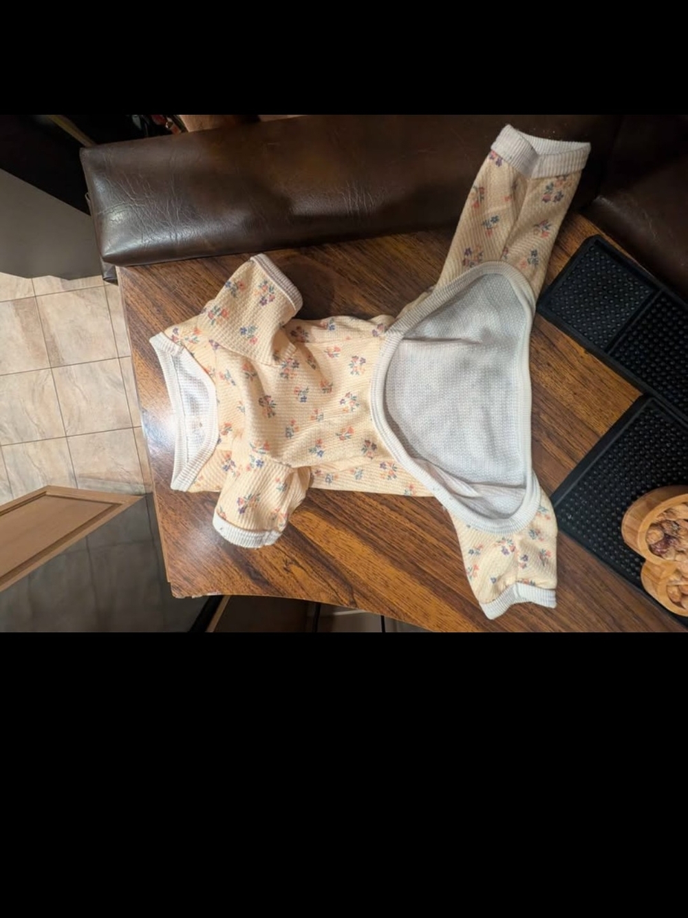 Kids Floral Thermal Top in Cream